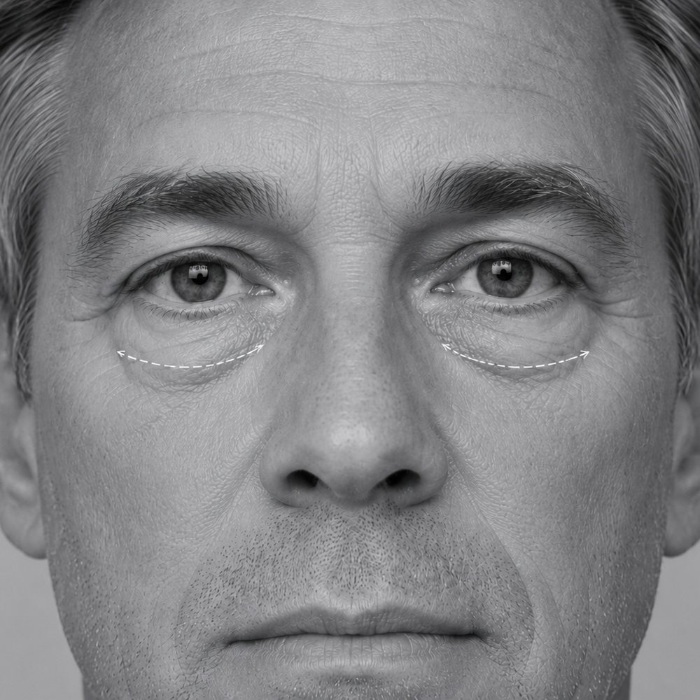 Diagram of lower eyelid blepharoplasty