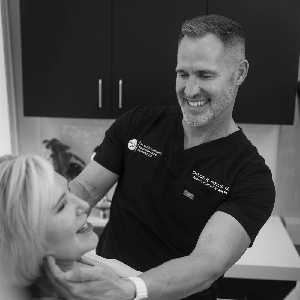 Dr. Taylor Pollei consulting with a face lift patient