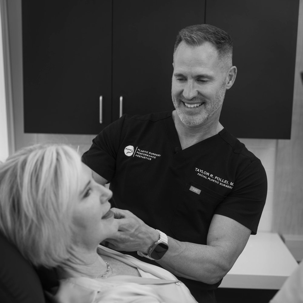 Dr. Taylor Pollei consulting with a neck lift patient