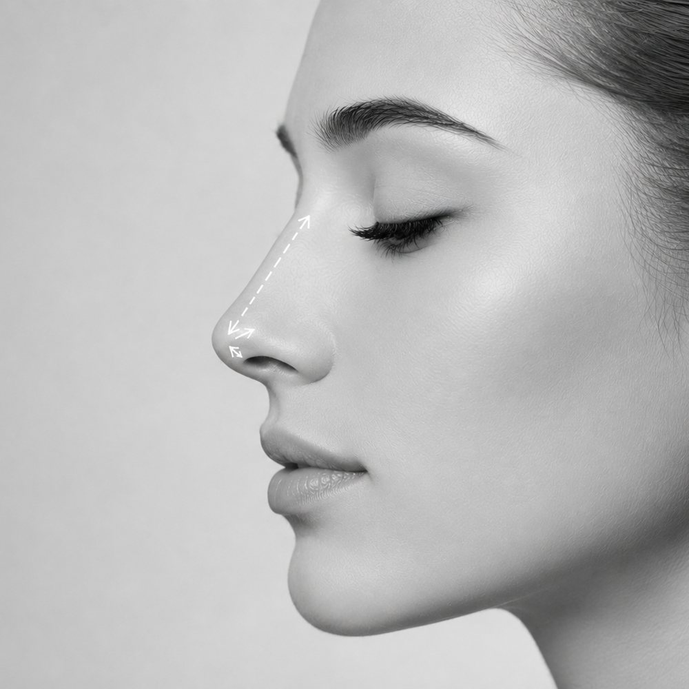Diagram of rhinoplasty reshaping